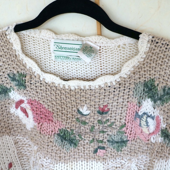 Hand Knit Cableknit Granny Sweater - Picture 6 of 7